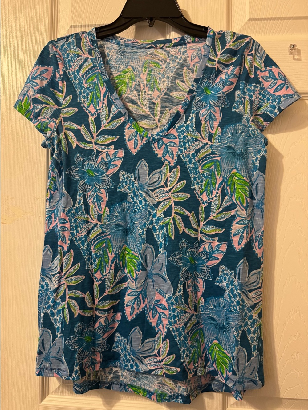 Lilly XS short sleeve in blue and pink floral print